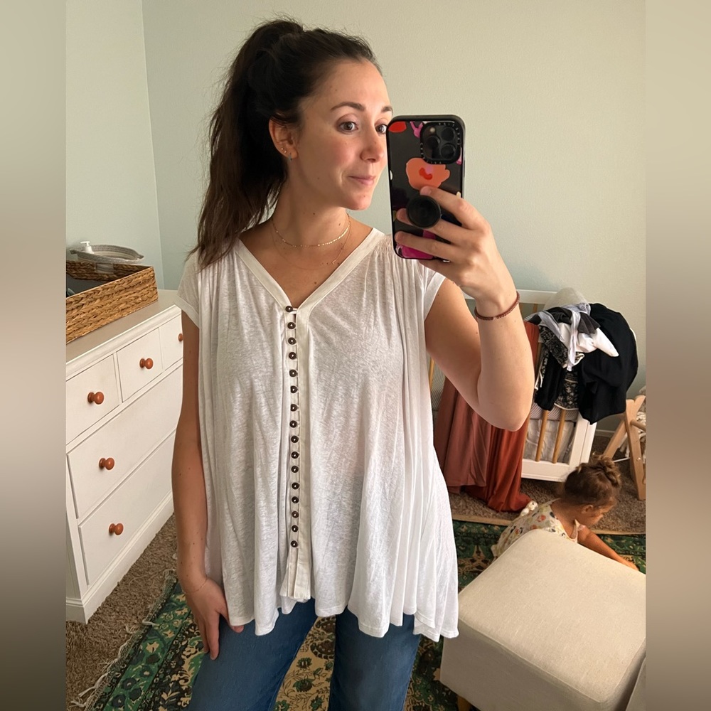 free people — white button down top